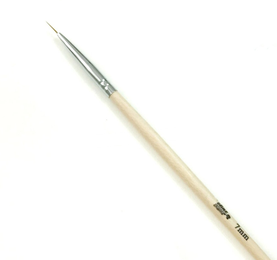 Кисть тонкая для дизайна ногтей Soline Charms, "волосок", деревянная ручка