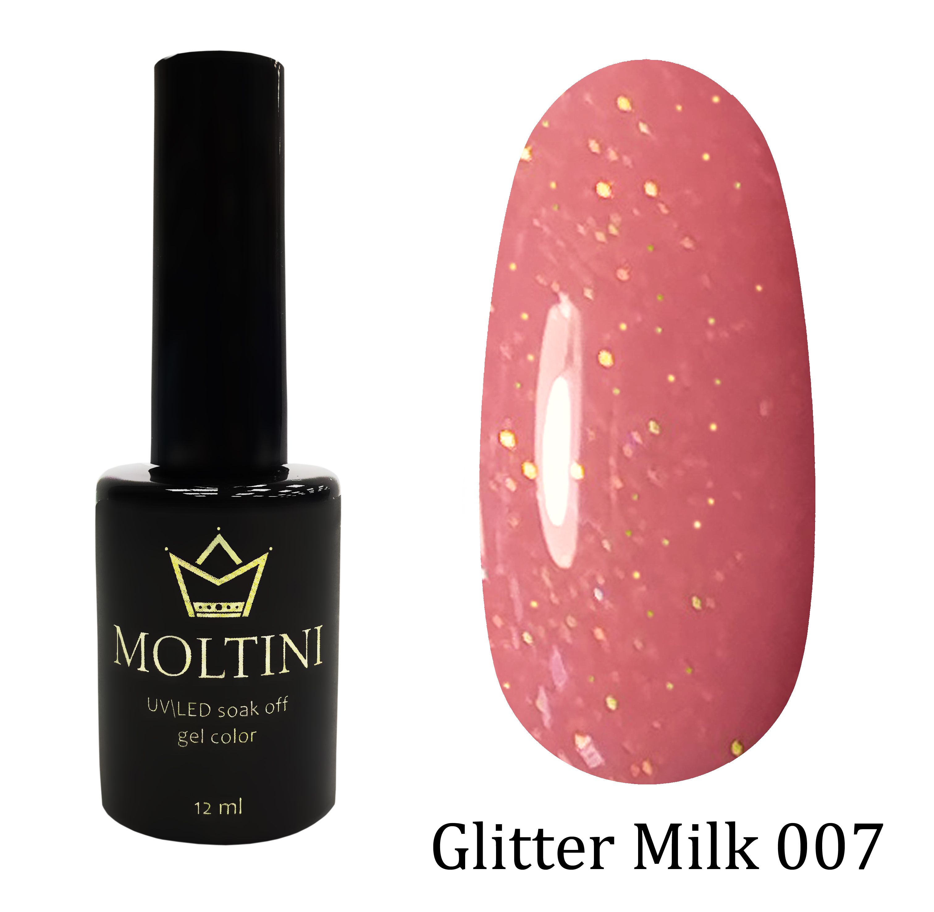 Moltini цветной гель-лак Glitter Milk 007, 12 мл
