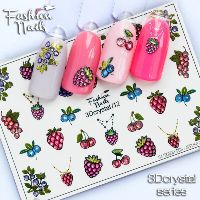 Слайдер-дизайн (наклейка, стикер) для ногтей Fashion Nails 3D Crystal №12